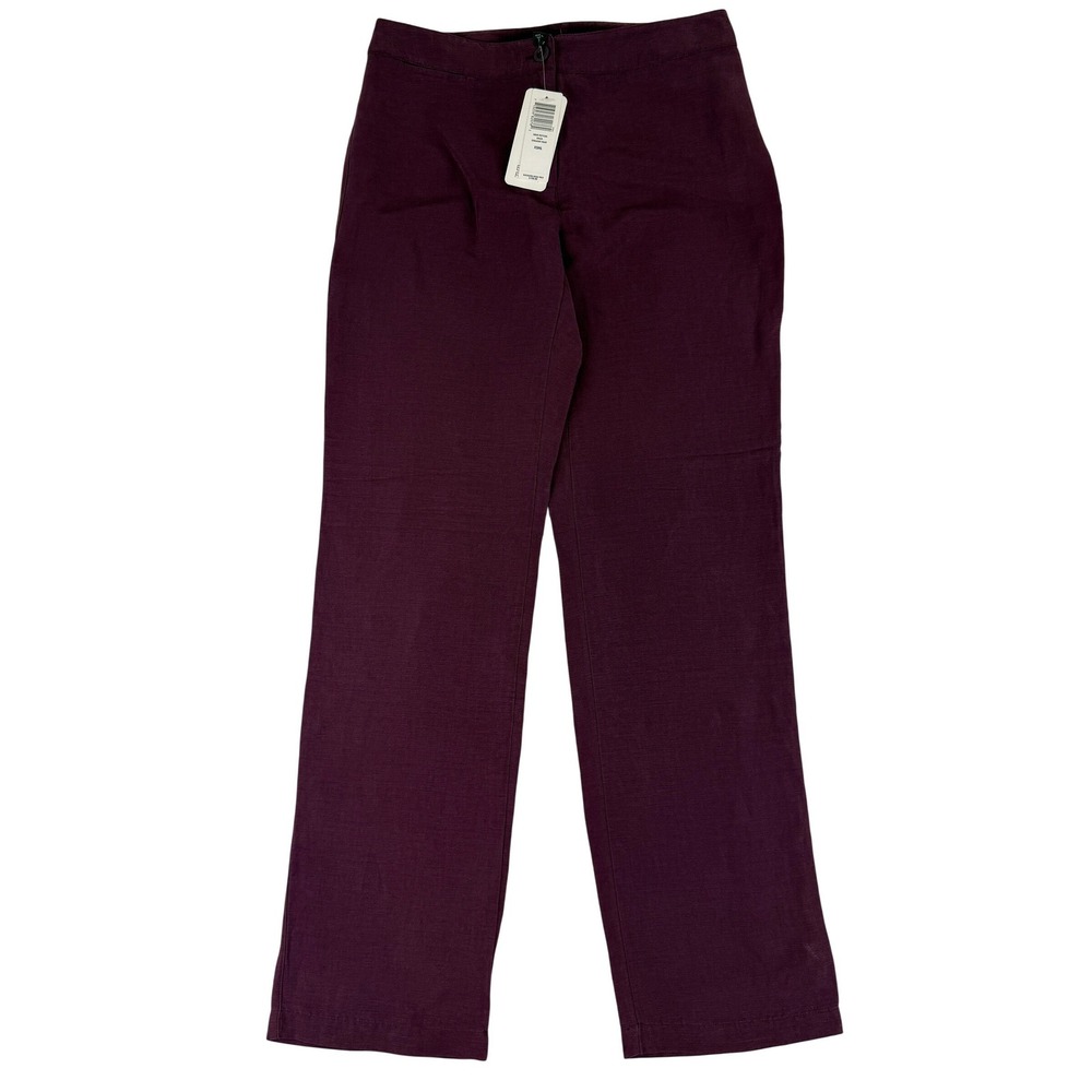 Eileen Fisher‎ Dalia Straight Pant Women XS Plum Silk Linen S8LW-P0752M 30x32